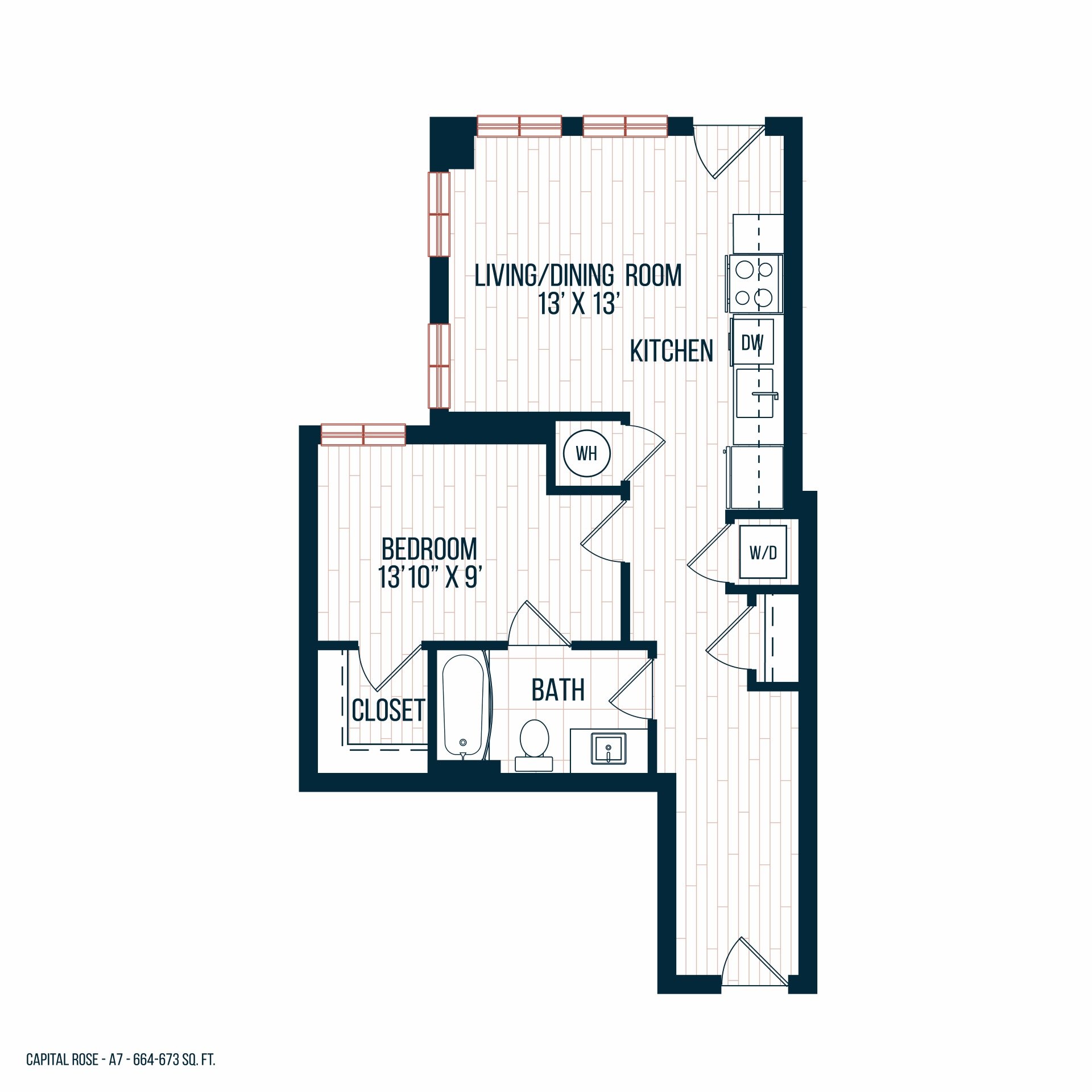 Capitol Rose Luxury Apartments in Washington, DC A7 Floor Plan
